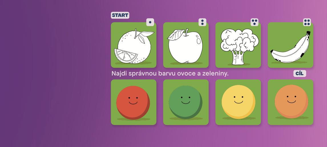 Karta aktivity: Najdi správnou barvu ovoce a zeleniny.